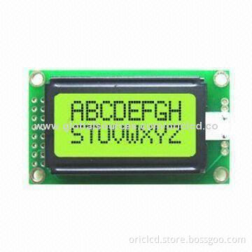 8 x 2 Lines LCD/Character Module with 6 O' Clock Viewing Angle and 38 x 16mm Viewing Area
